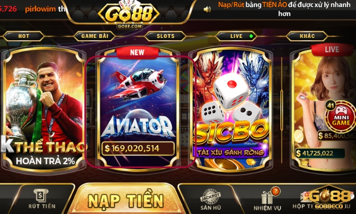 aviator go88 Click chọn Aviator