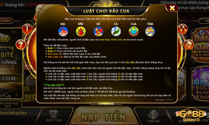 bầu cua mini go88 Luật chơi Bầu Cua Mini
