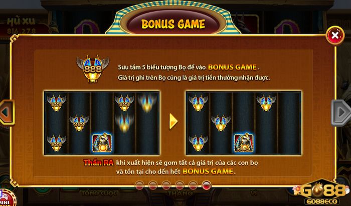 Bí mật Cleopatra Go88 Vòng quay đặc biệt Bonus Game trong Bí mật Cleopatra Go88
