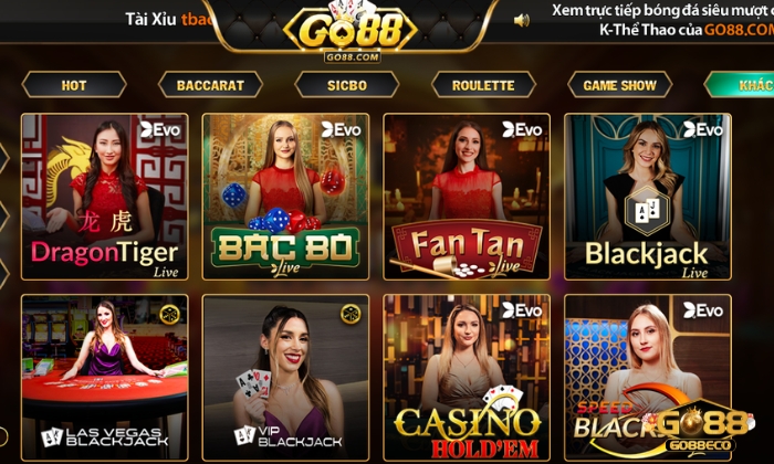 live casino go88 Tham gia những tựa game thú vị tại Live Casino Go88