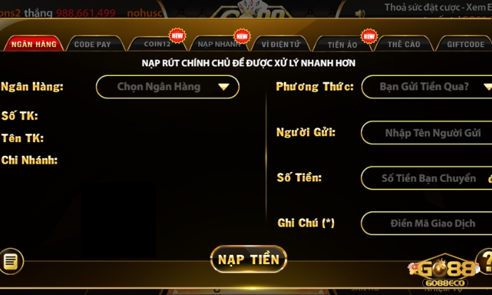 live casino go88 Nạp tiền vào Go88