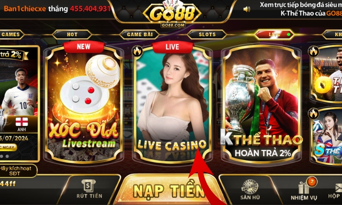 live casino go88 Chọn Live Casino