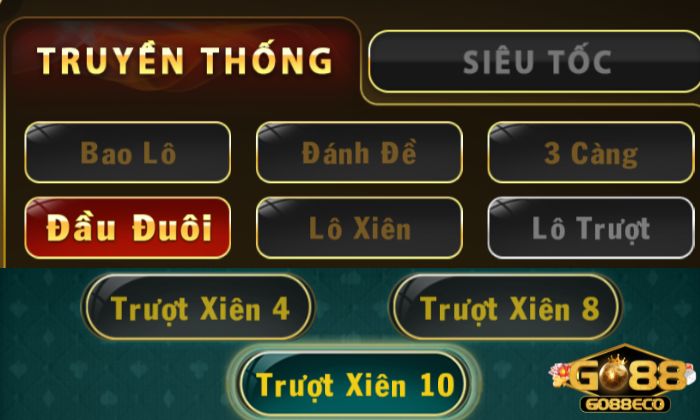 Lô đề 1 ăn 900 Go88 Nhiều hình thức cá cược lô đề 1 ăn 900 Go88