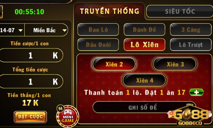 Lô đề 1 ăn 900 Go88 Chơi lô xiên để nhận về thưởng lớn tại Go88