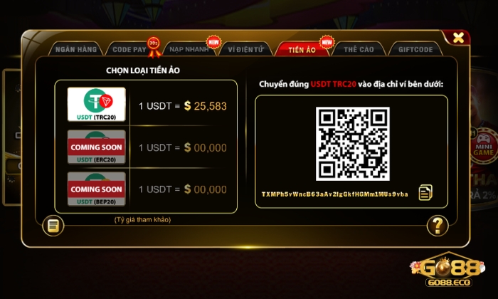 nạp tiền Go88 Nạp tiền Go88 bằng tiền ảo