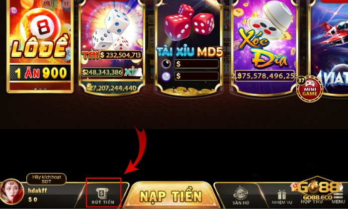 rút tiền Go88 Click vào “Rút tiền” trên giao diện và điền đầy đủ thông tin Go88 yêu cầu