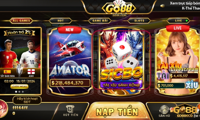 sicbo go88 Click chọn Sicbo