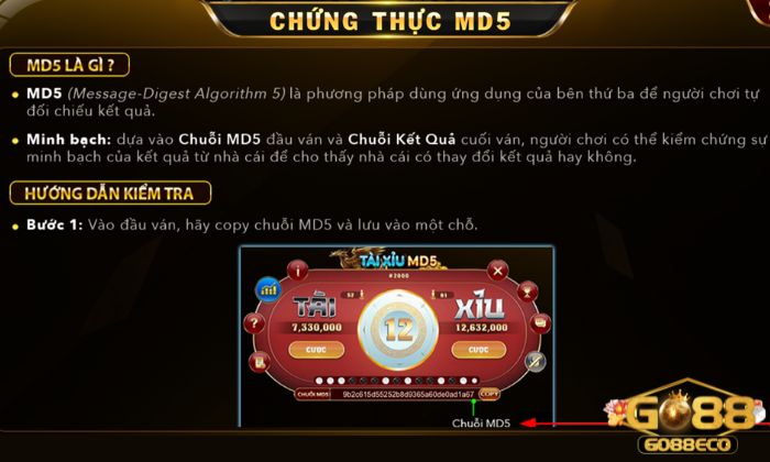 Tài xỉu MD5 Go88 Tài xỉu MD5 đảm bảo tính xanh chín